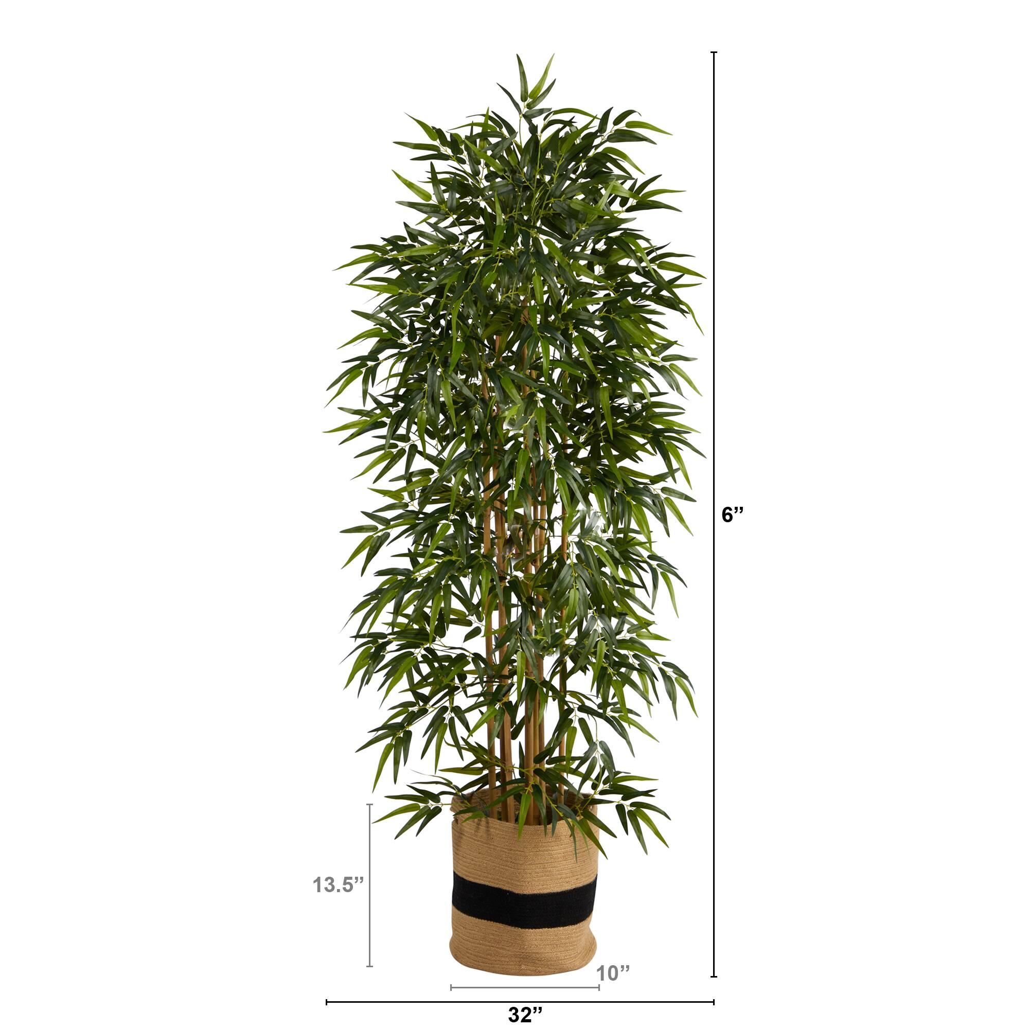 6ft. Bamboo Artificial Tree with 1024 Bendable Branches in Handmade Natural Cotton Planter